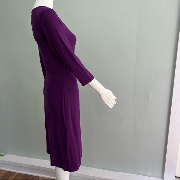 PURE COLLECTION Faux Wrap Dress Purple Stretch 4 - Picture 4 of 7